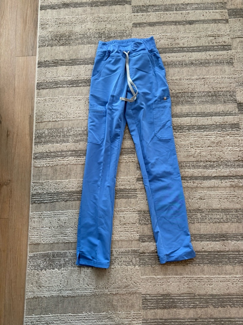 Figs Women's Sky Blue Drawstring Cargo Scrub Joggers